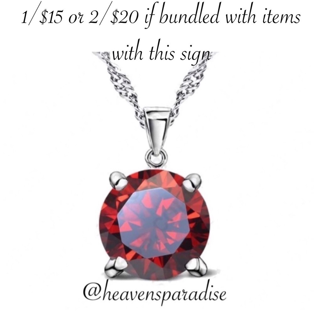 Red Austria Crystal Stone Pendant Necklace
